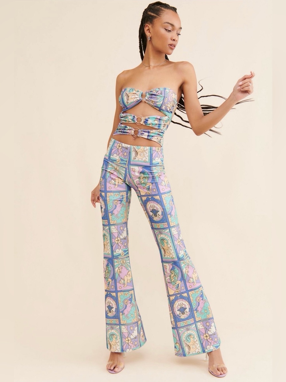 EUC size Medium Free People x Oceanus Eden Cutout unicorn jumpsuit